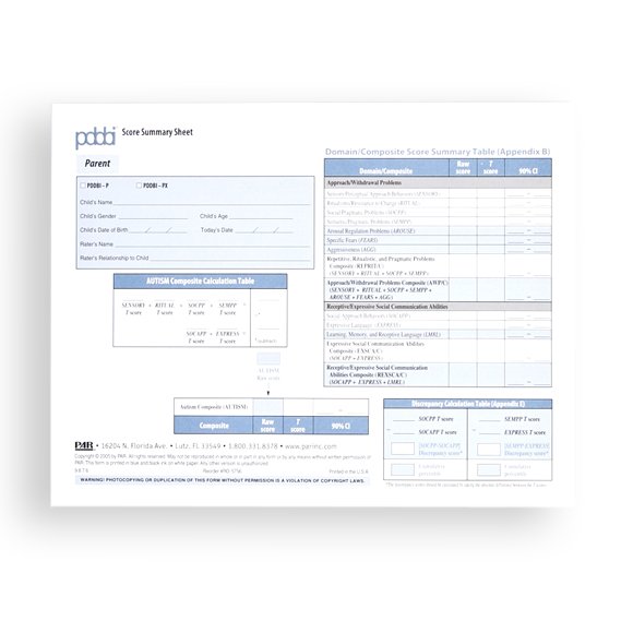 Pddbi Sample Questions (PDDBI) PDD Behavior Inventory