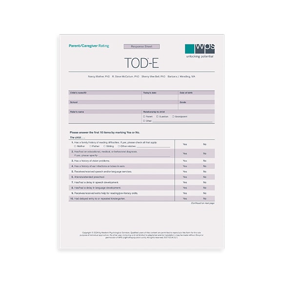 (TOD®) Tests of Dyslexia