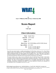 (WRAT4) Wide Range Achievement Test 4